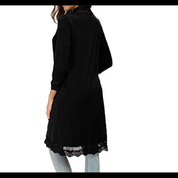 NWT Long Open Front Cardigan Lace Sleeves Size S - Picture 3 of 3